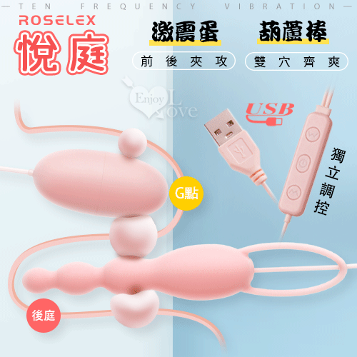 ROSELEX勞樂斯 ‧ 葫蘆棒+激震蛋 悅庭雙蛋 USB即插即用﹝20頻獨立調控+硅膠磨砂親膚﹞