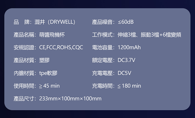 日本Drywell 涉い井-AC05萌醬杯 4速伸縮+9頻震顫 內伸縮5D顆粒USB充電電動自慰杯