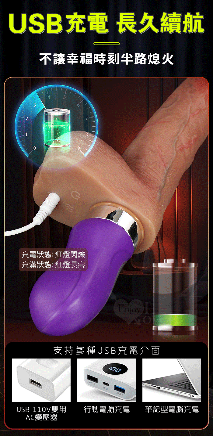 Squirt 噴水肉莖 ‧ 6段伸縮衝撞/一鍵自動噴湧/擬真凸筋/USB充電 真肉感按摩老二棒