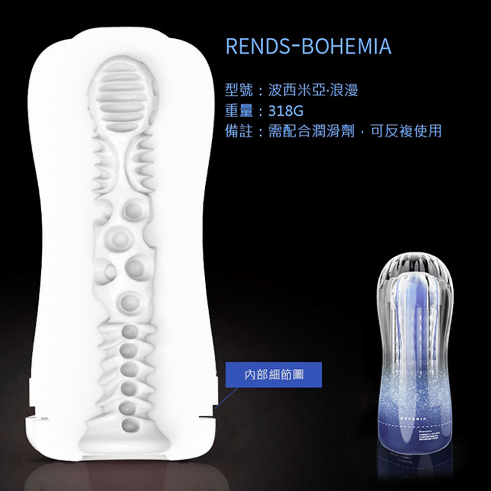 RENDS波西米亞深喉刺激款(藍色-浪漫Pro)鍛鍊透明飛機杯
