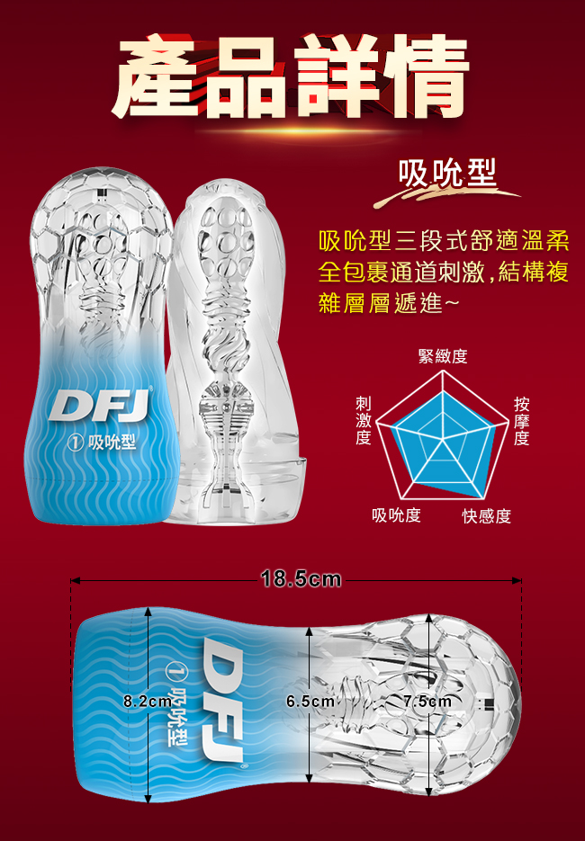 取悅 ‧ DFJ水晶 全包裹式吸吮立體透明通道自慰訓練杯﹝吸吮型﹞