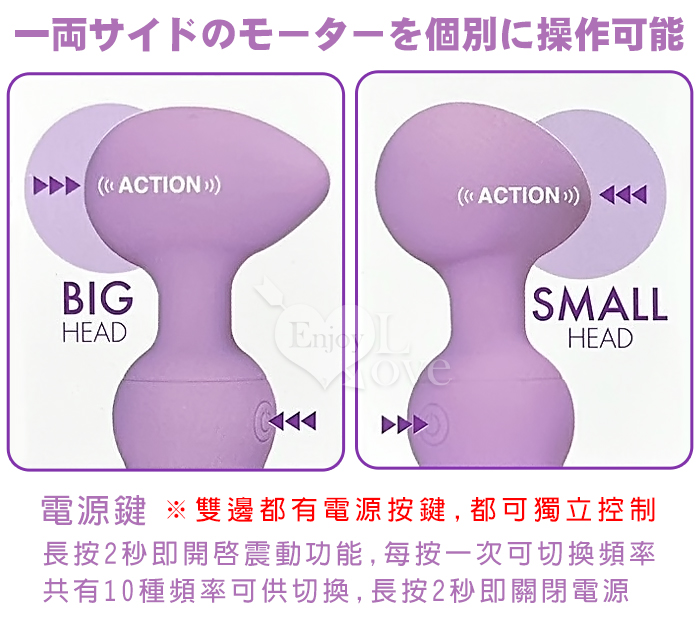 日本Prime ‧ DABU-DEN蛋グ型 10x10強力振動個別に楽し按摩器﹝雙邊可獨立控制﹞紫